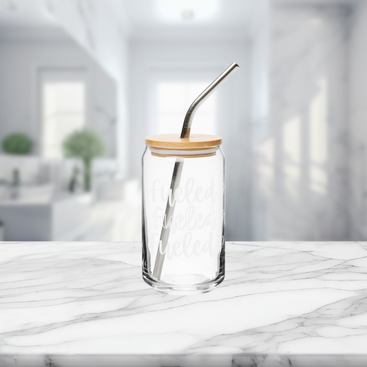 "Fueled by Matcha" Glass w/ bamboo lid