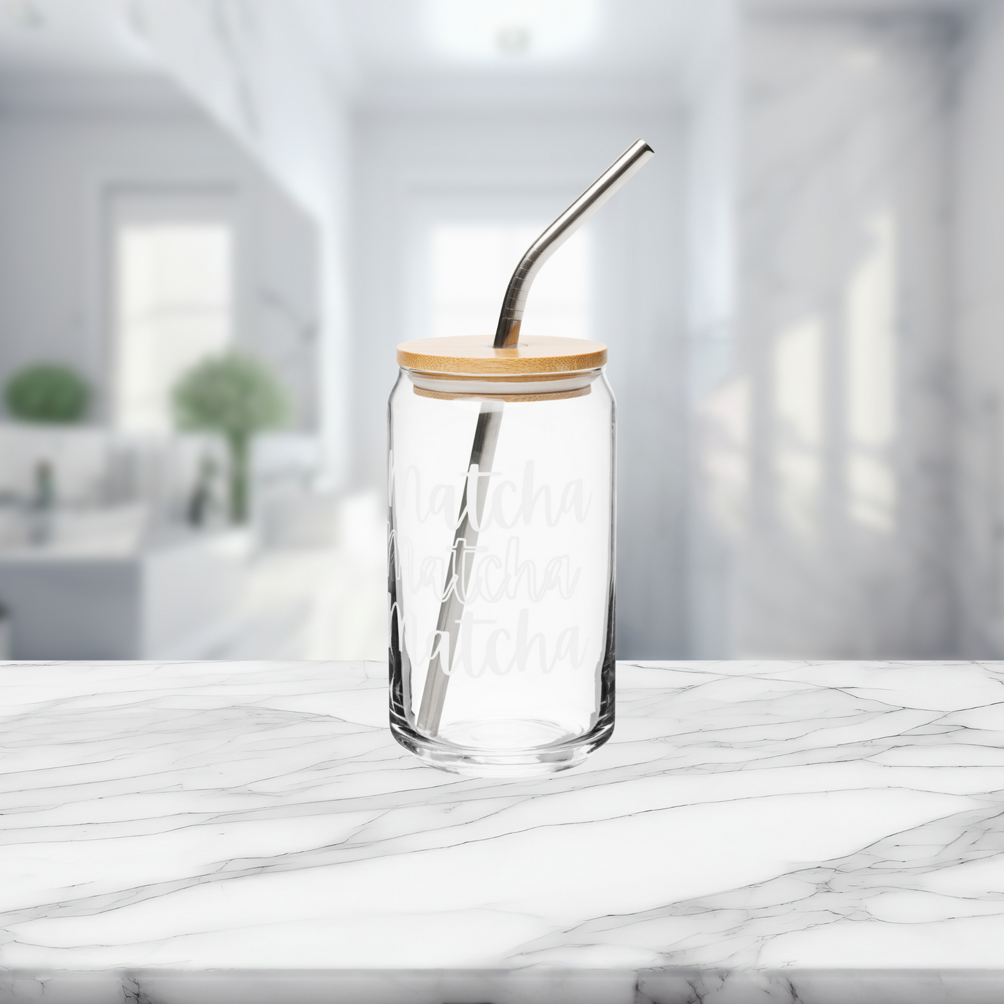 "Fueled by Matcha" Glass w/ bamboo lid